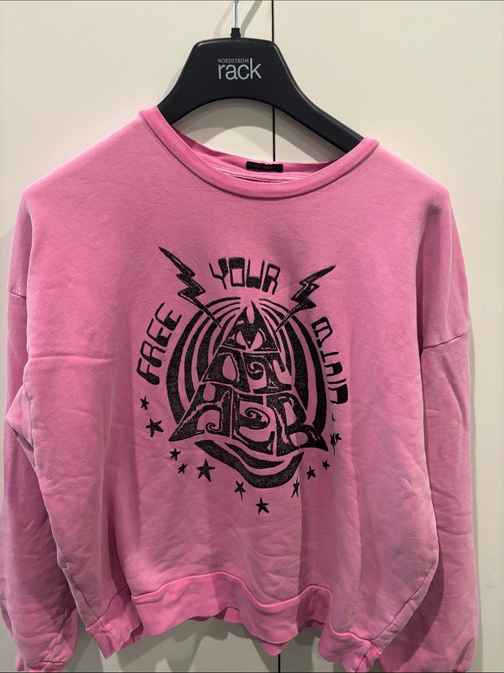 MOTHER Pink Graphic Crew Sweatshirt